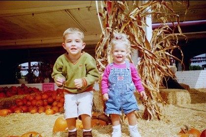 abigail and jonathan at the pumpkin patch