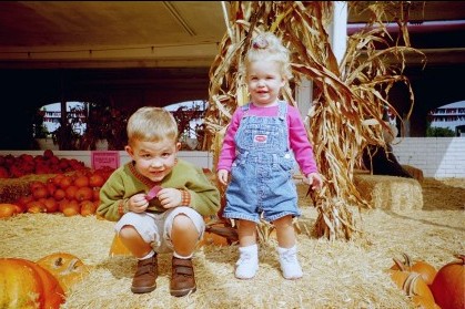 abigail and jonathan at the pumpkin patch