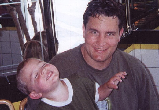 jj and daddy at the pizza kitchen in palm springs