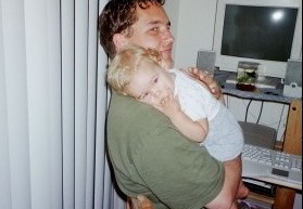 daddy and abigail at the apartment