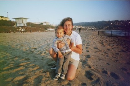 jonjon and mommy at the beach